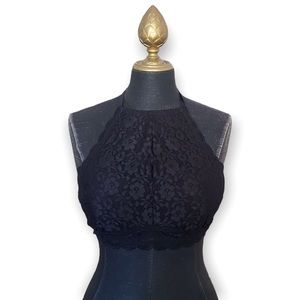 Gilly Hicks Bralette Halter Lace Floral Black Size Medium